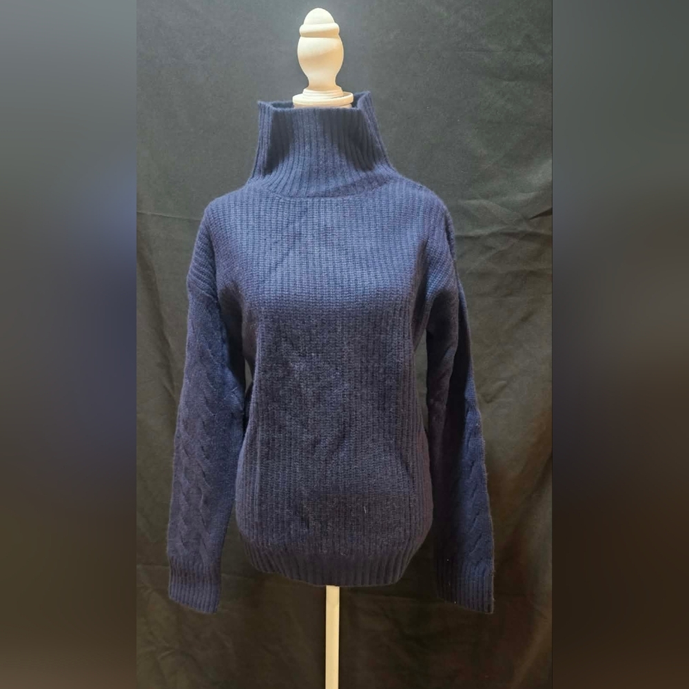 Elegant Navy High-Neck Sweater